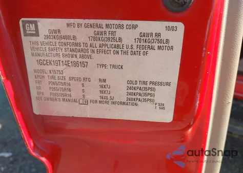 2004 Chevrolet Silverado 1500 Z71 из США, поврежденный, VIN 1GCEK19T14E186157